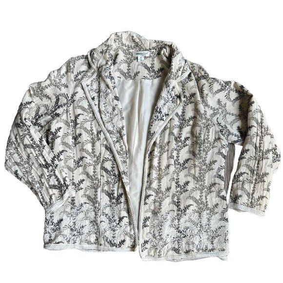2/$18 Sale! Coldwater Creek Blazer Womens 1X Beaded Cotton Embroidered Boho Boxy - Picture 1 of 11